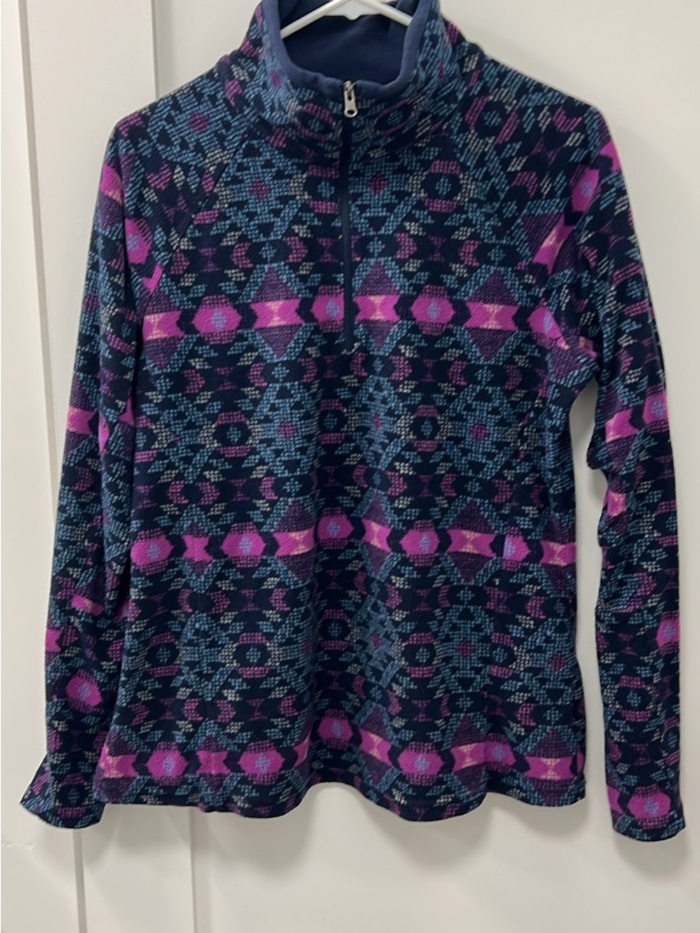 Columbia Navy & Magenta Patterned Quarter-Zip Fleece